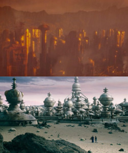 Skaro as last seen in Asylum of the Daleks (top) and Skaro today