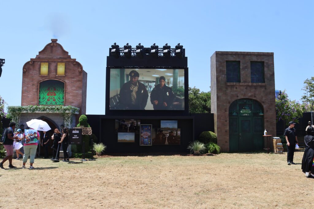 Replicas of Paddy’s Pub (r) from “It’s Always Sunny in Philadelphia” and the “What We Do in the Shadows” mansion (l)
